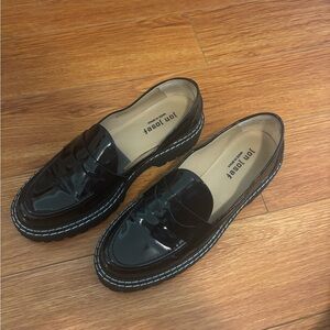 Black Patent Leather Lug Sole Loafers